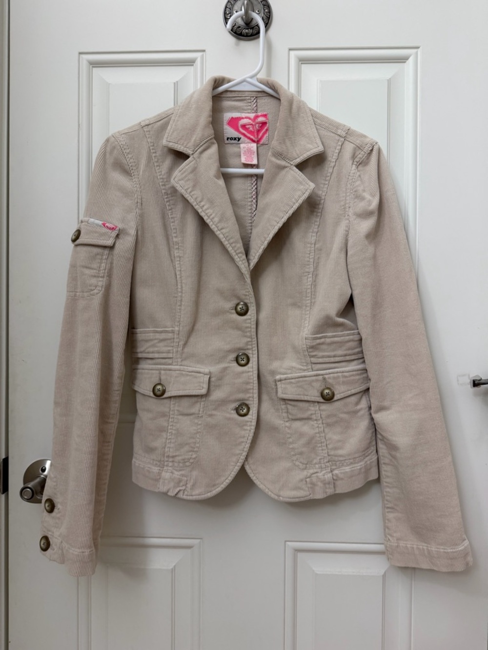 Y2K Roxy Beige Corduroy Blazer Jacket